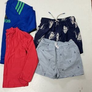 Boys Sz 4 Lot of 2 Swim Shorts & 2 Long Sleeve Sun Shirts